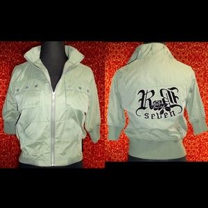 RED BUTTON SEVEN green military style jacket XS✨